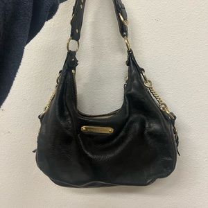 Vintage black leather Michael Kors shoulder bag with gold chain detail hardware